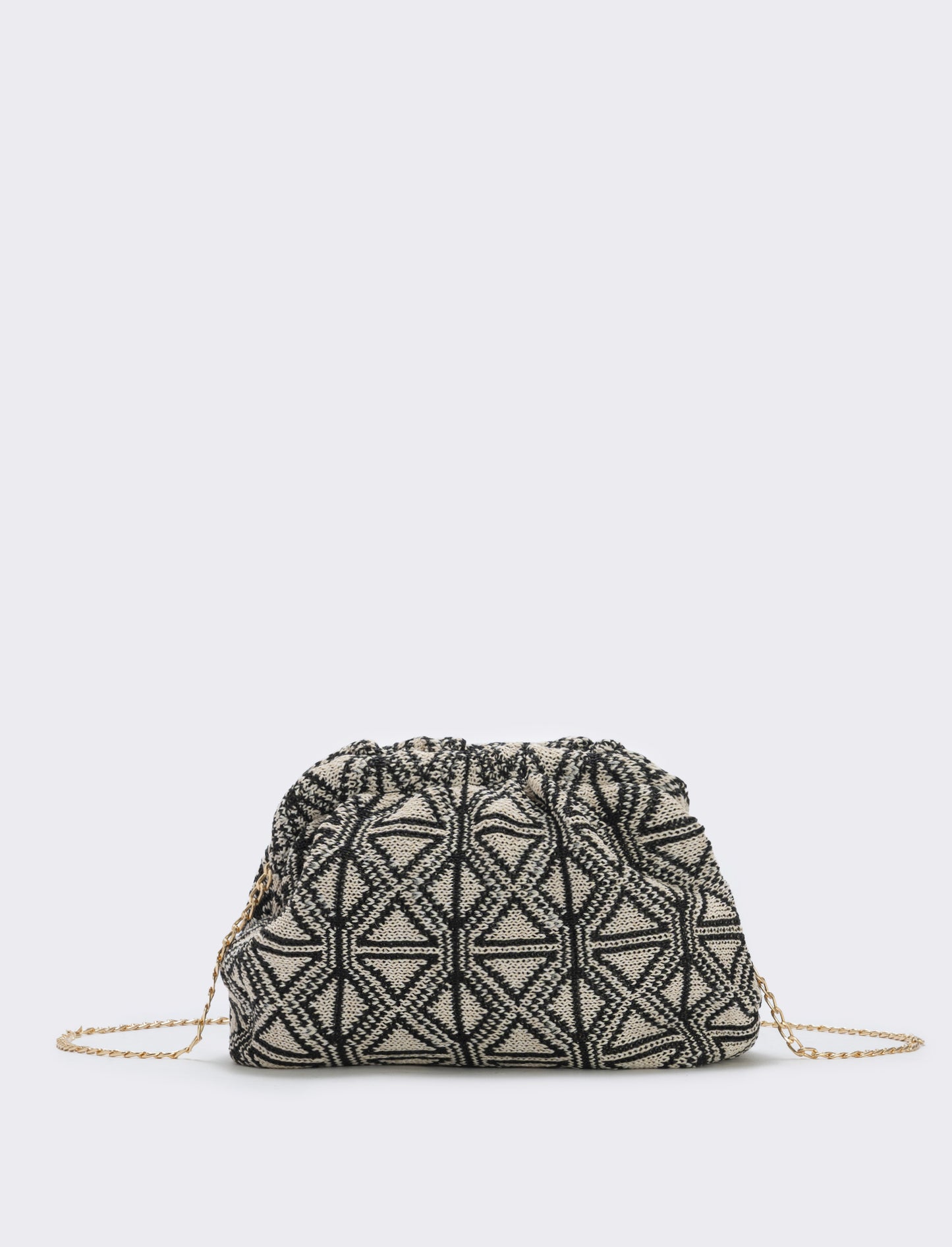 Borsetta clutch morbida in tessuti vari - beige-nero