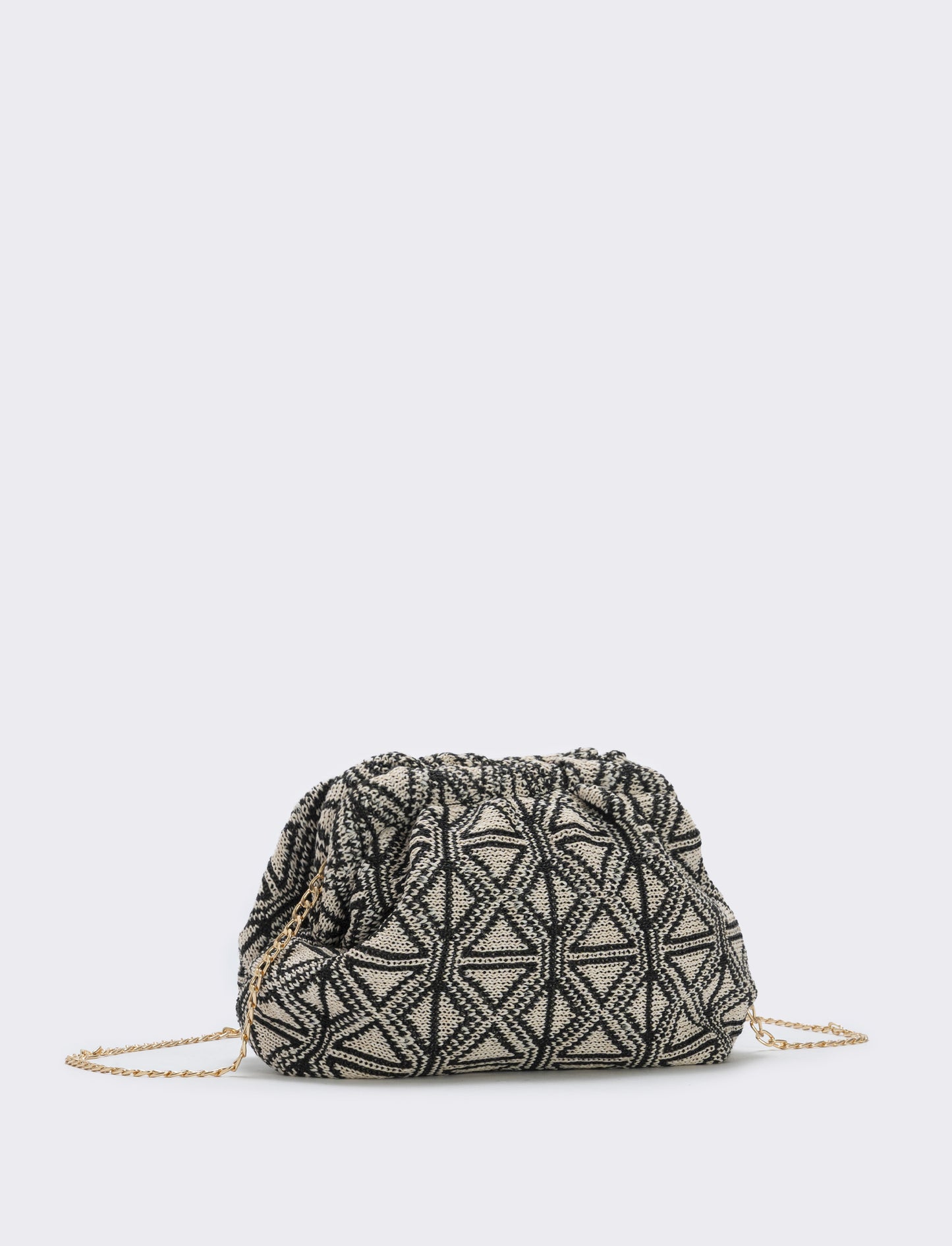 Borsetta clutch morbida in tessuti vari - beige-nero
