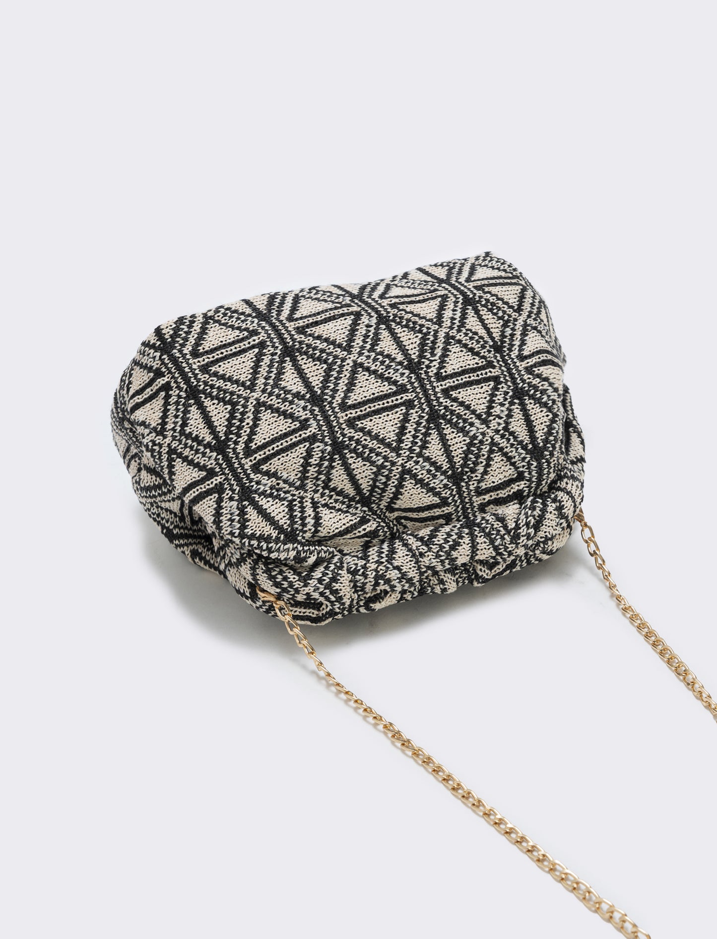 Borsetta clutch morbida in tessuti vari - beige-nero