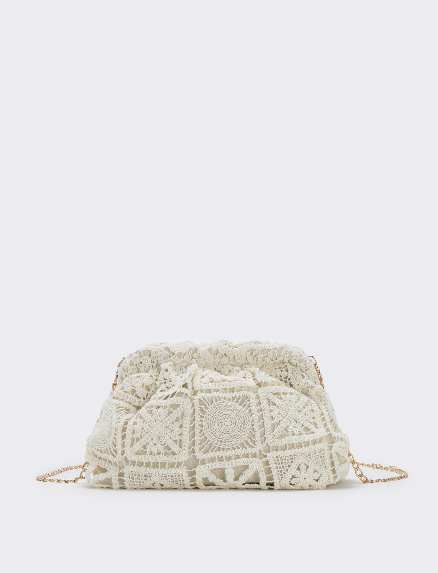 Borsetta clutch morbida in tessuti vari - Bianco sporco