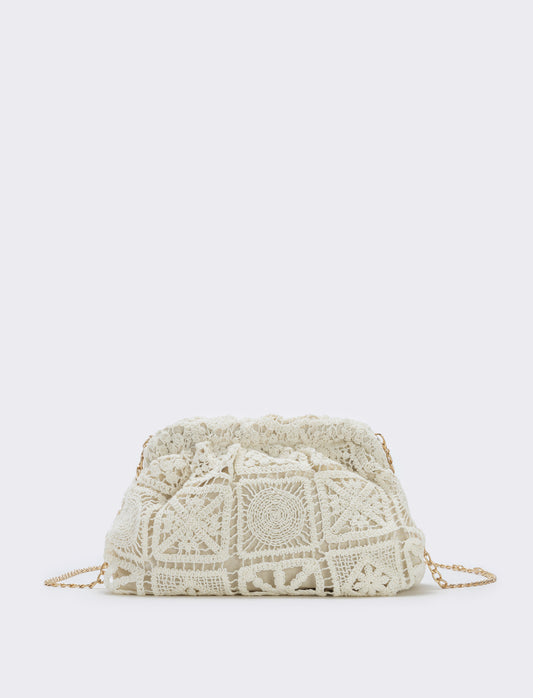 Soft clutch bag in various fabrics - White