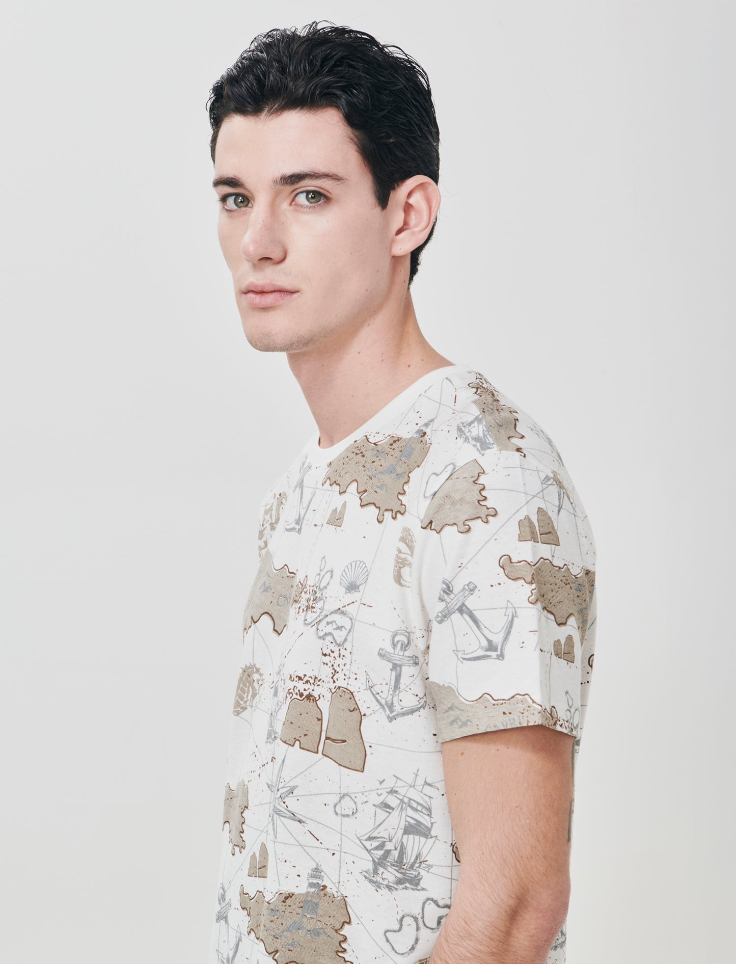 T-shirt in cotone con stampa all over - Bianco