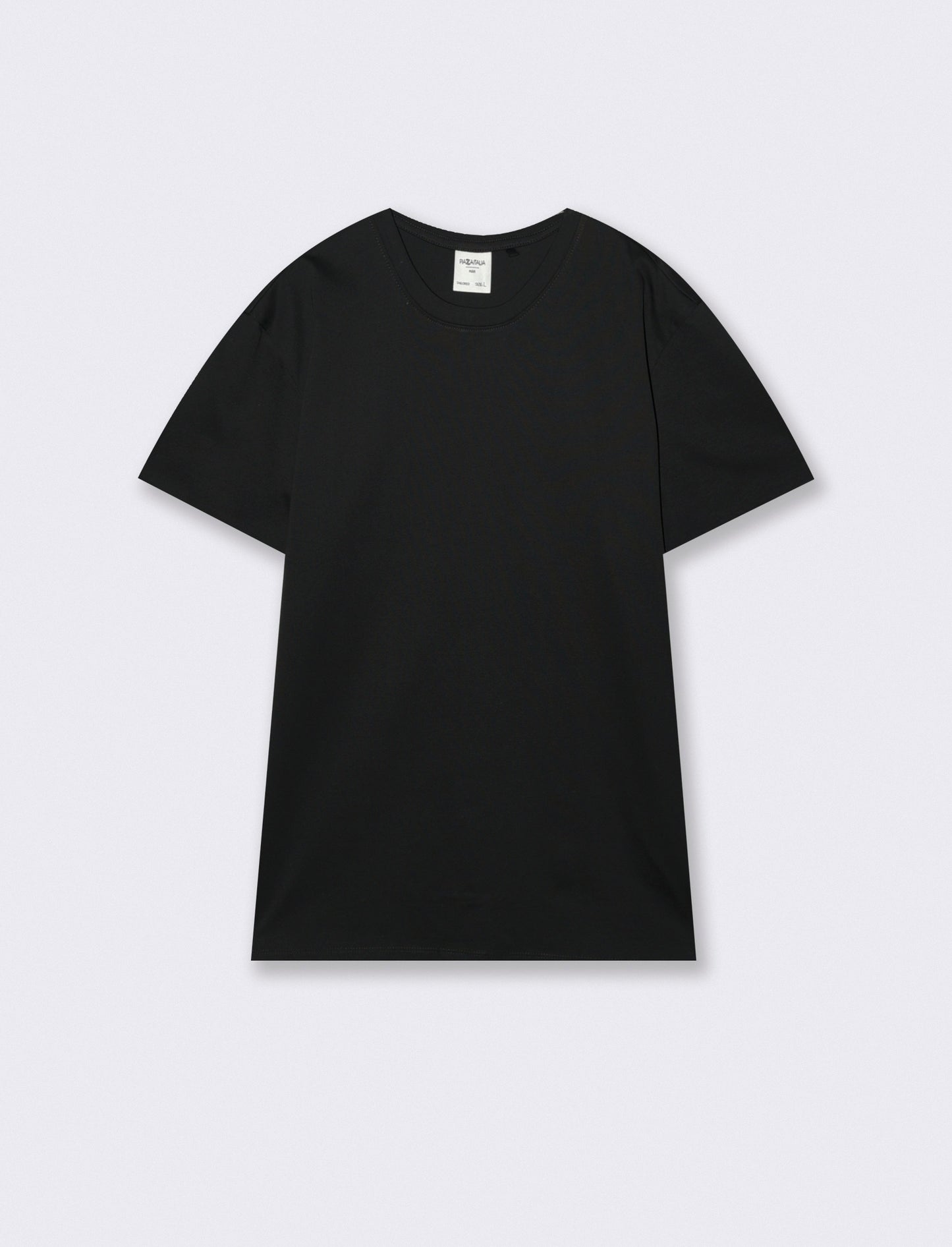 T-shirt girocollo in cotone mercerizzato - Nero