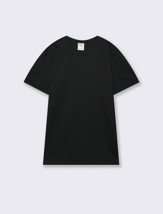 T-shirt girocollo in cotone mercerizzato - Nero
