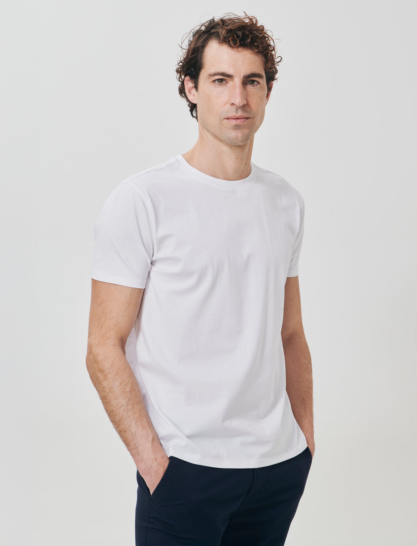 T-shirt girocollo in cotone mercerizzato - Bianco