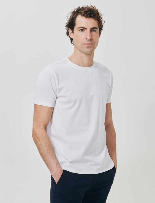 T-shirt girocollo in cotone mercerizzato - Bianco