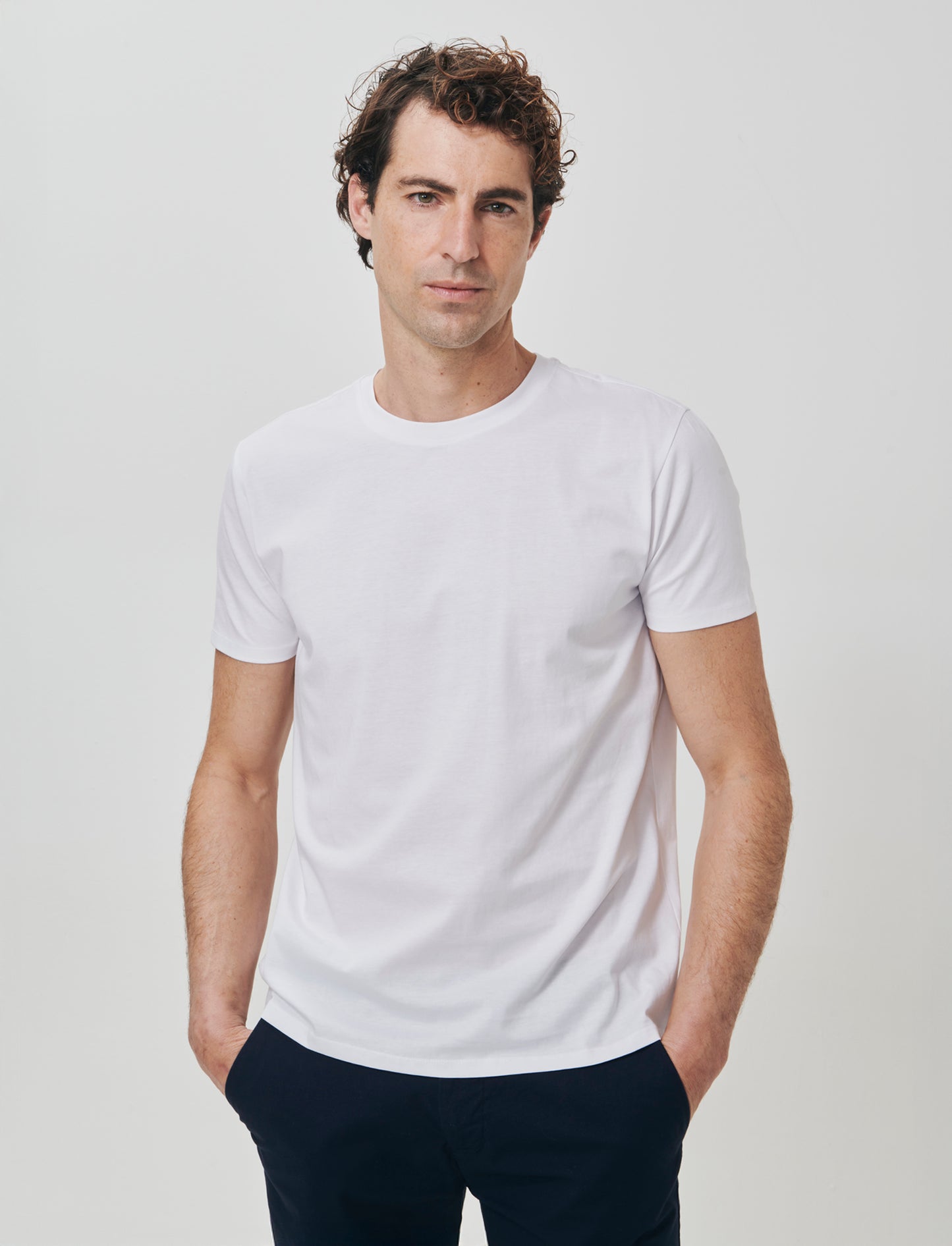 T-shirt girocollo in cotone mercerizzato - Bianco