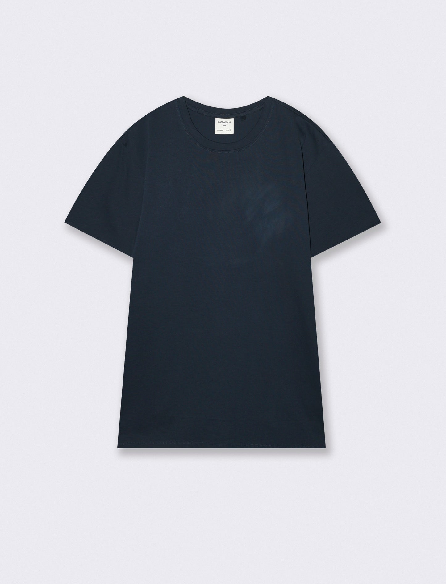 T-shirt girocollo in cotone mercerizzato - Blu