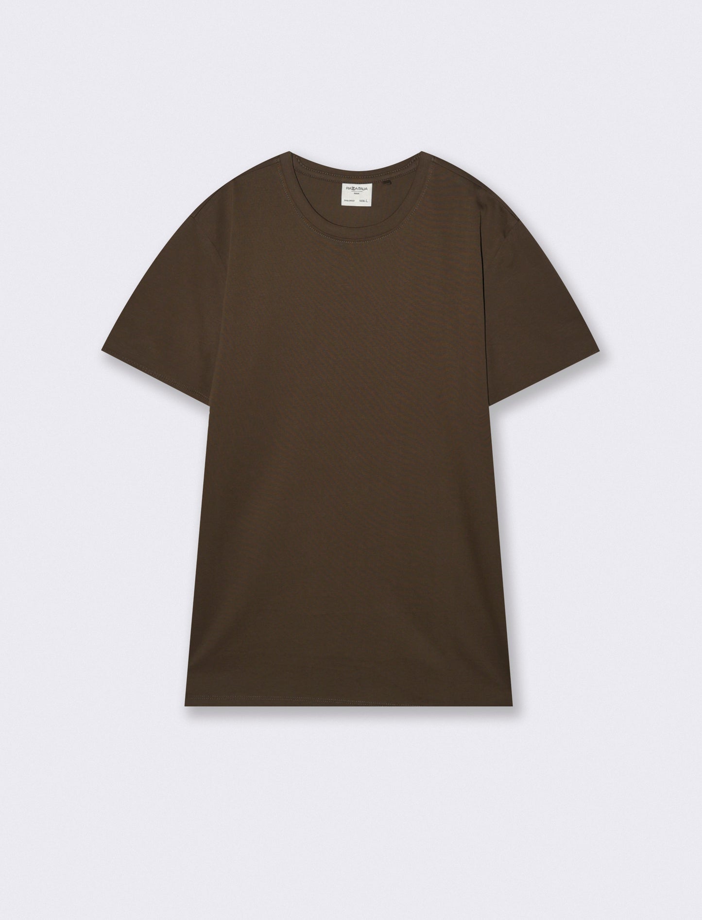 T-shirt girocollo in cotone mercerizzato - Moro