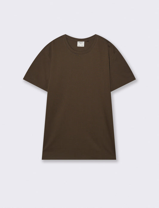 T-shirt girocollo in cotone mercerizzato - Moro