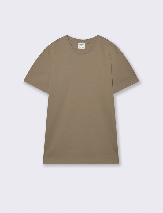 T-shirt girocollo in cotone mercerizzato - Verde kaki