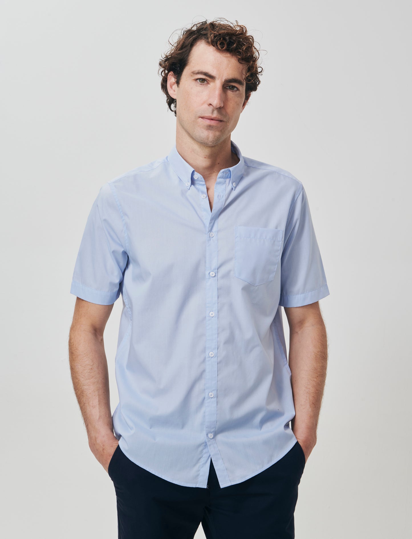 Camicia Regular Fit Easy Iron Botton Down - Celeste