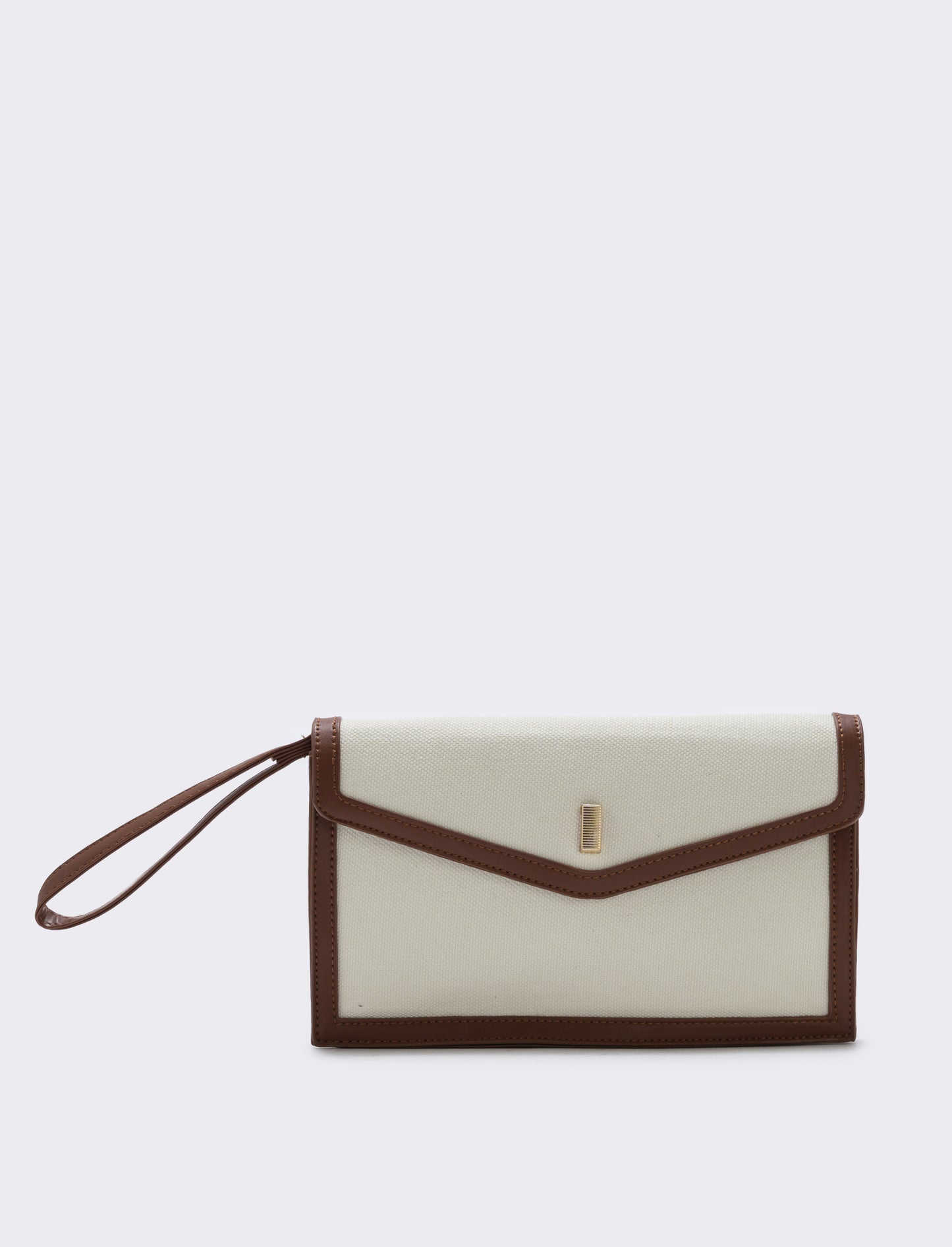 Canvas clutch bag with handle - White