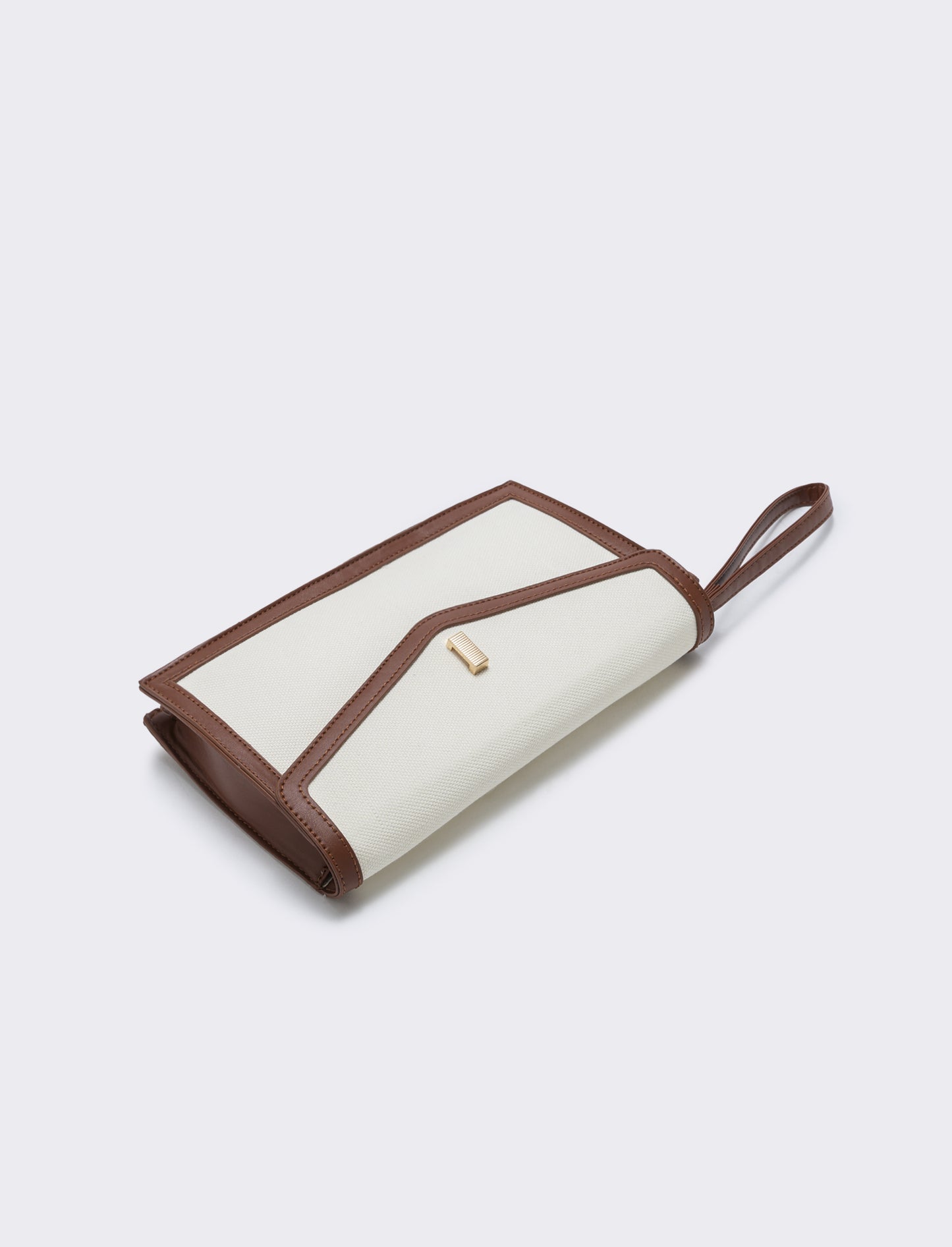 Canvas clutch bag with handle - White