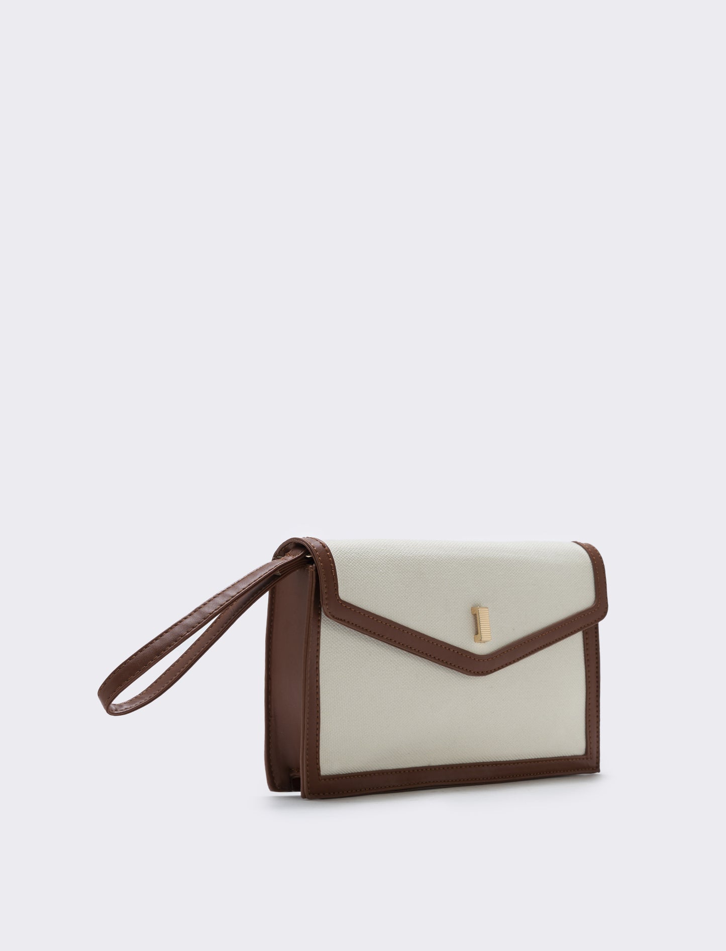 Canvas clutch bag with handle - White