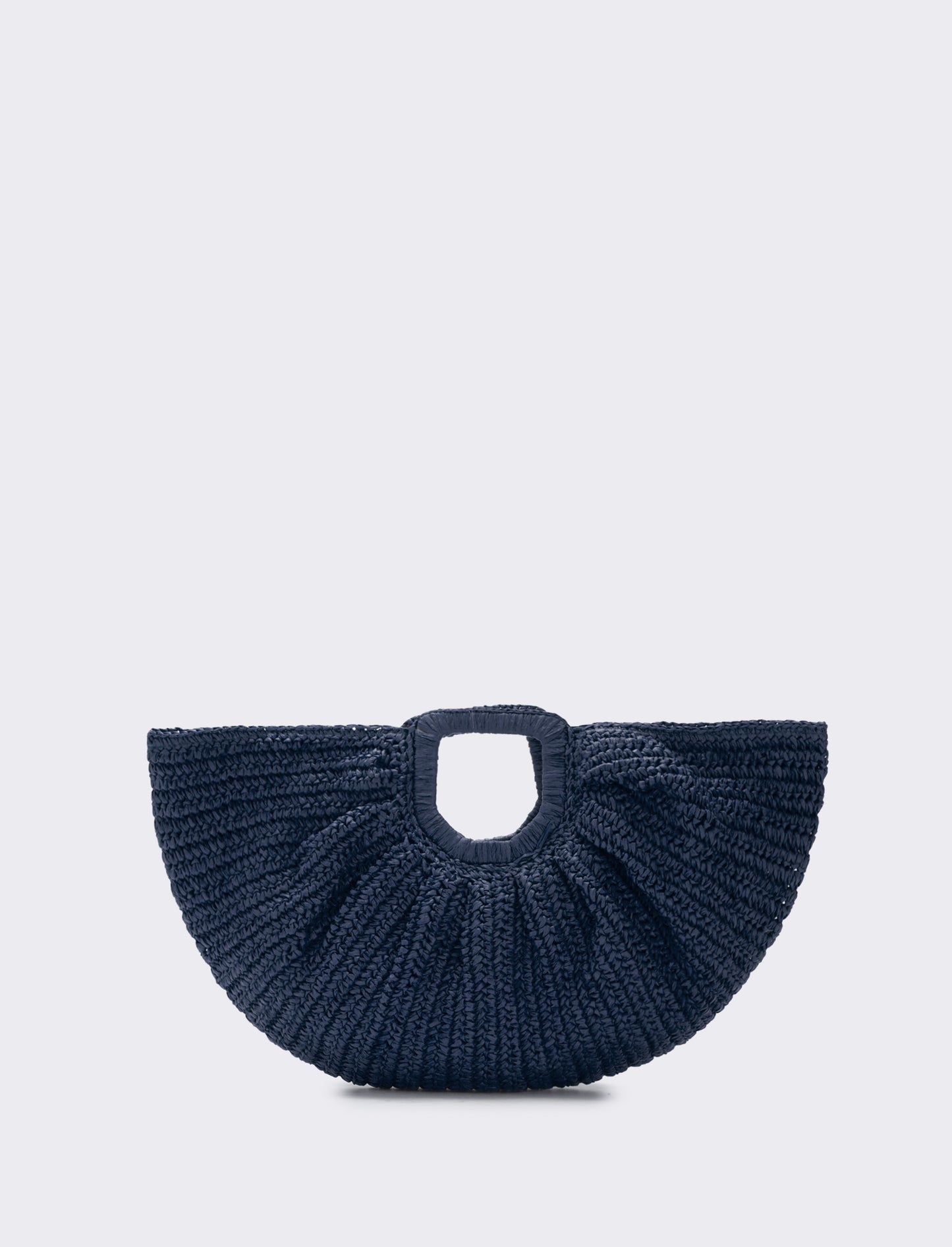 Borsa Mezzaluna in Paglia con Manico Rigido - Blu