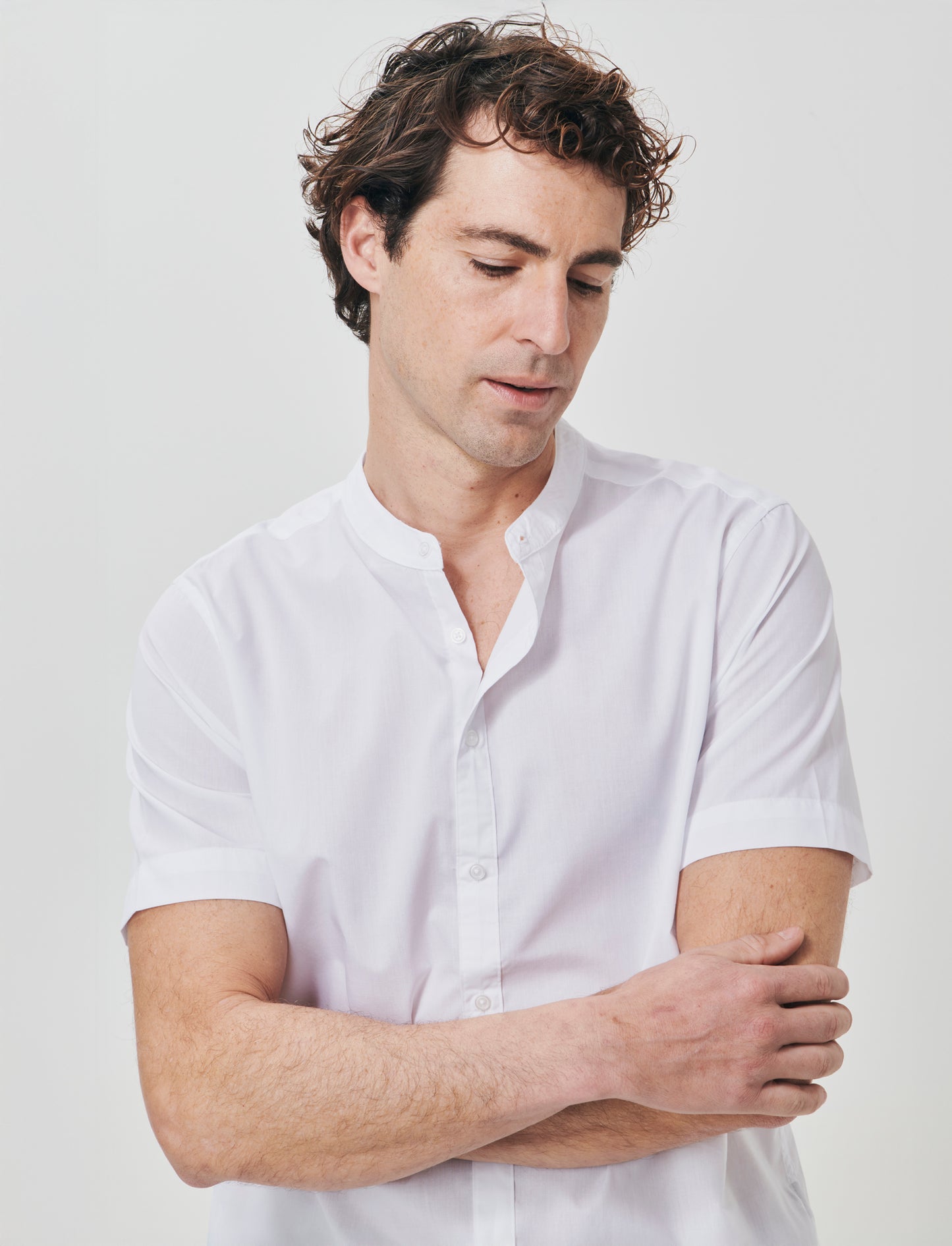 Camicia Regular Fit Easy Iron Collo Coreano - Bianco