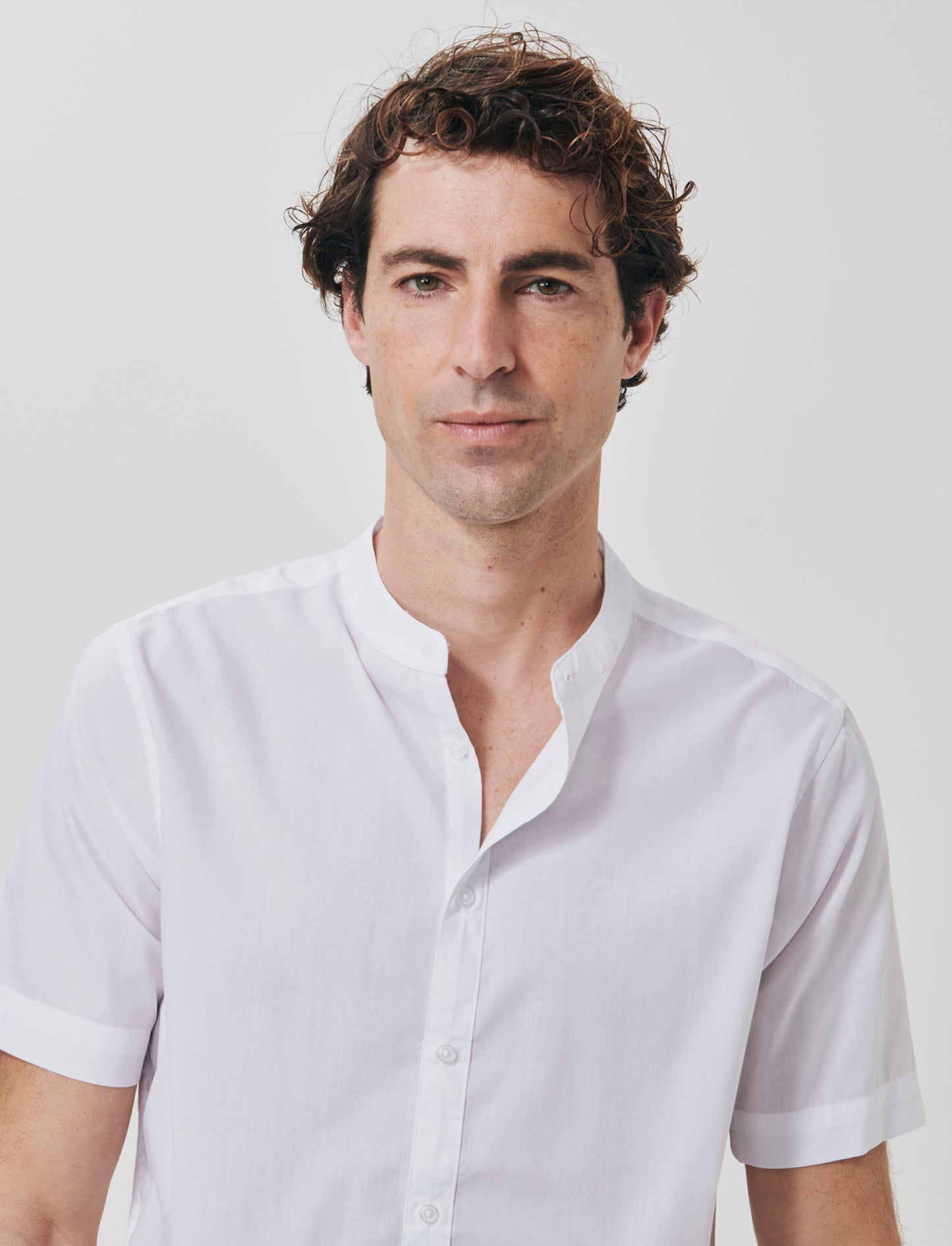 Camicia Regular Fit Easy Iron Collo Coreano - Bianco