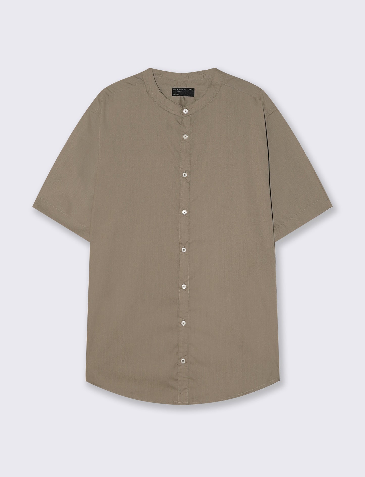 Camicia Regular Fit Easy Iron Collo Coreano - Grigio fango