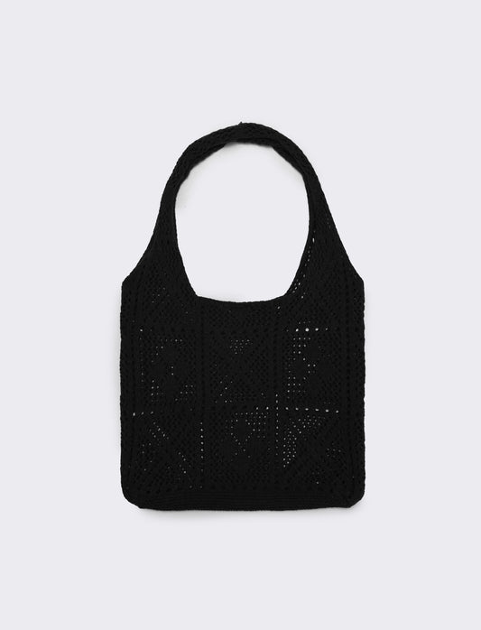 Borsa a spalla crochet - Nero
