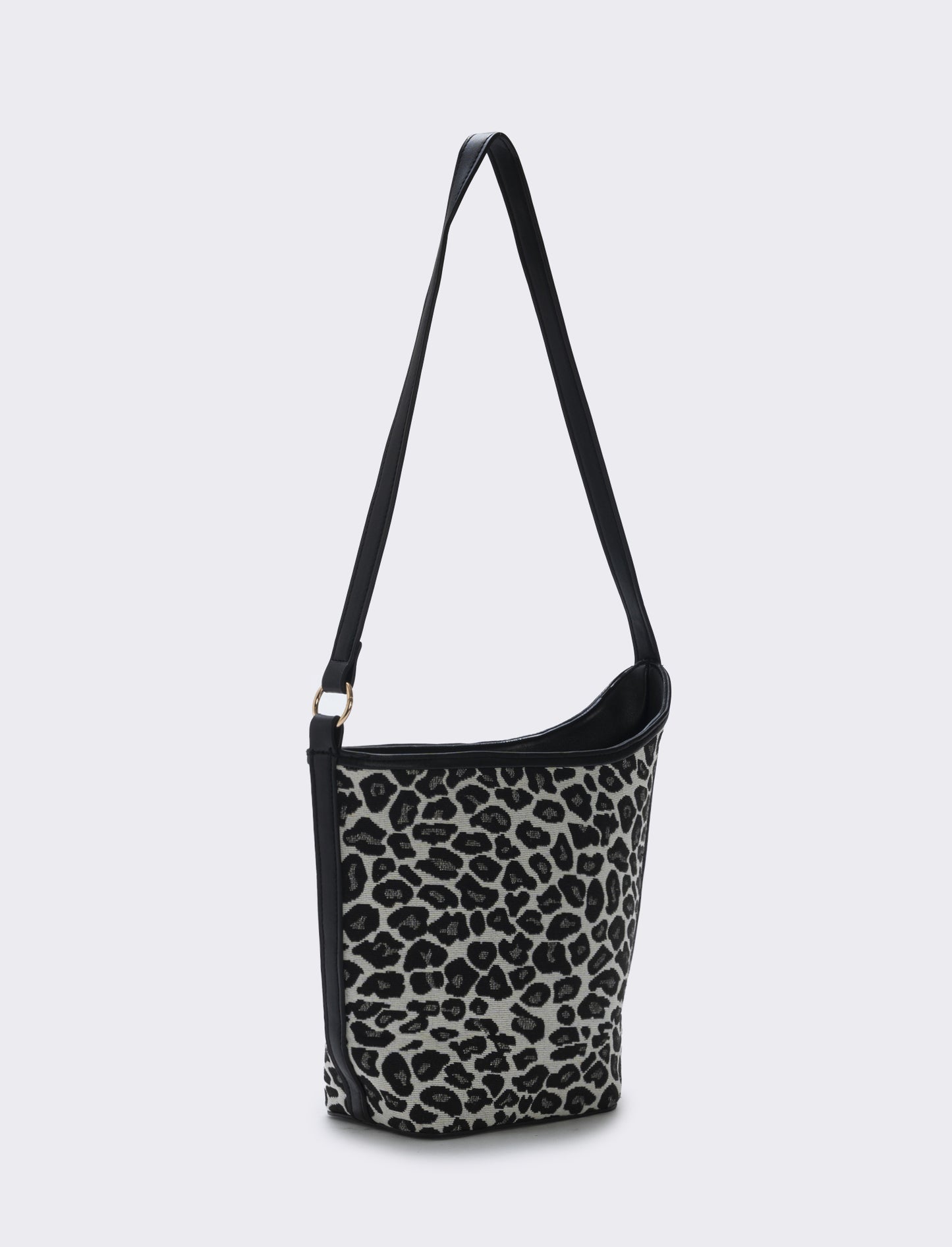 Borsa secchiello asimmetrico in tessuto - Nero