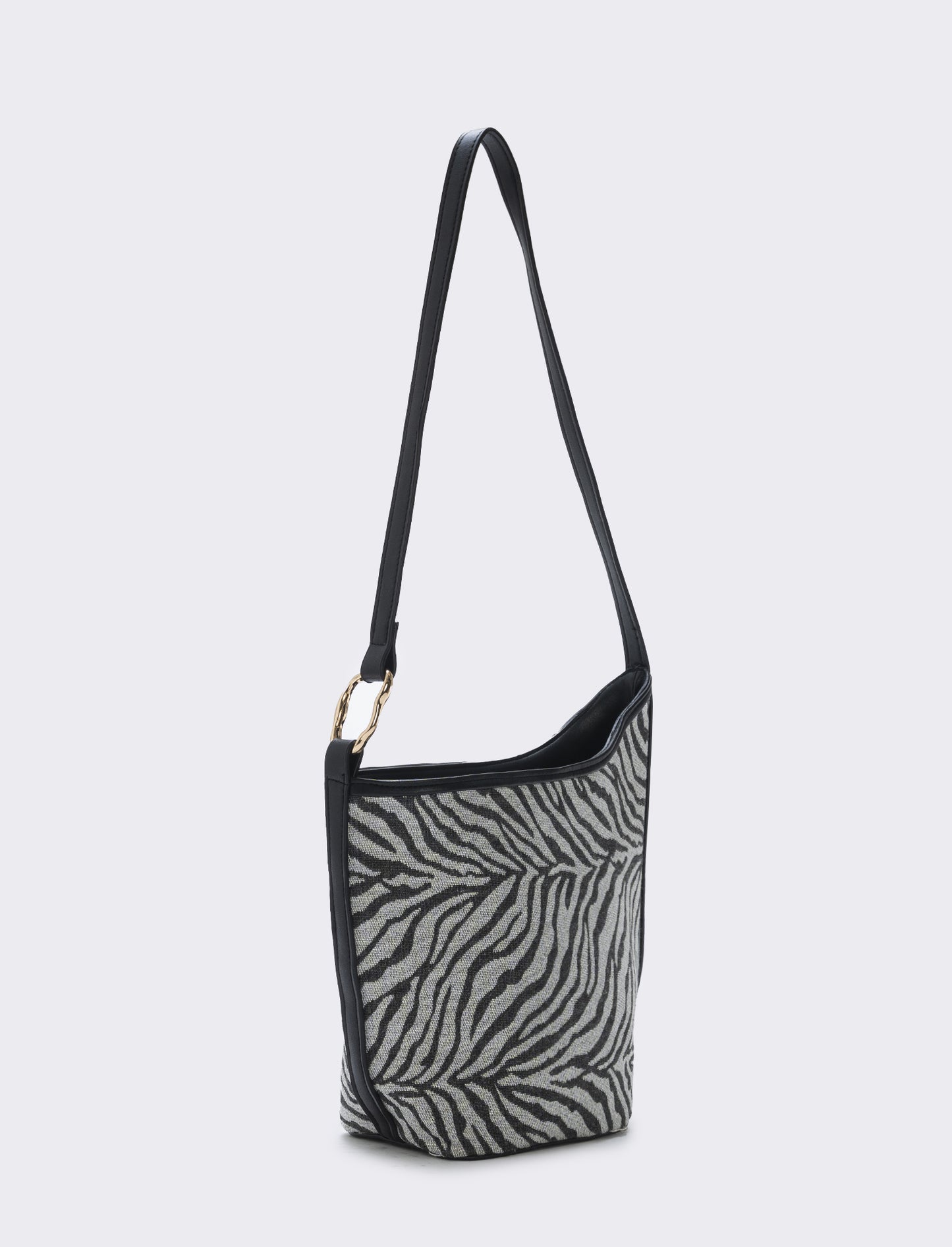 Borsa secchiello asimmetrico in tessuto - Zebrato