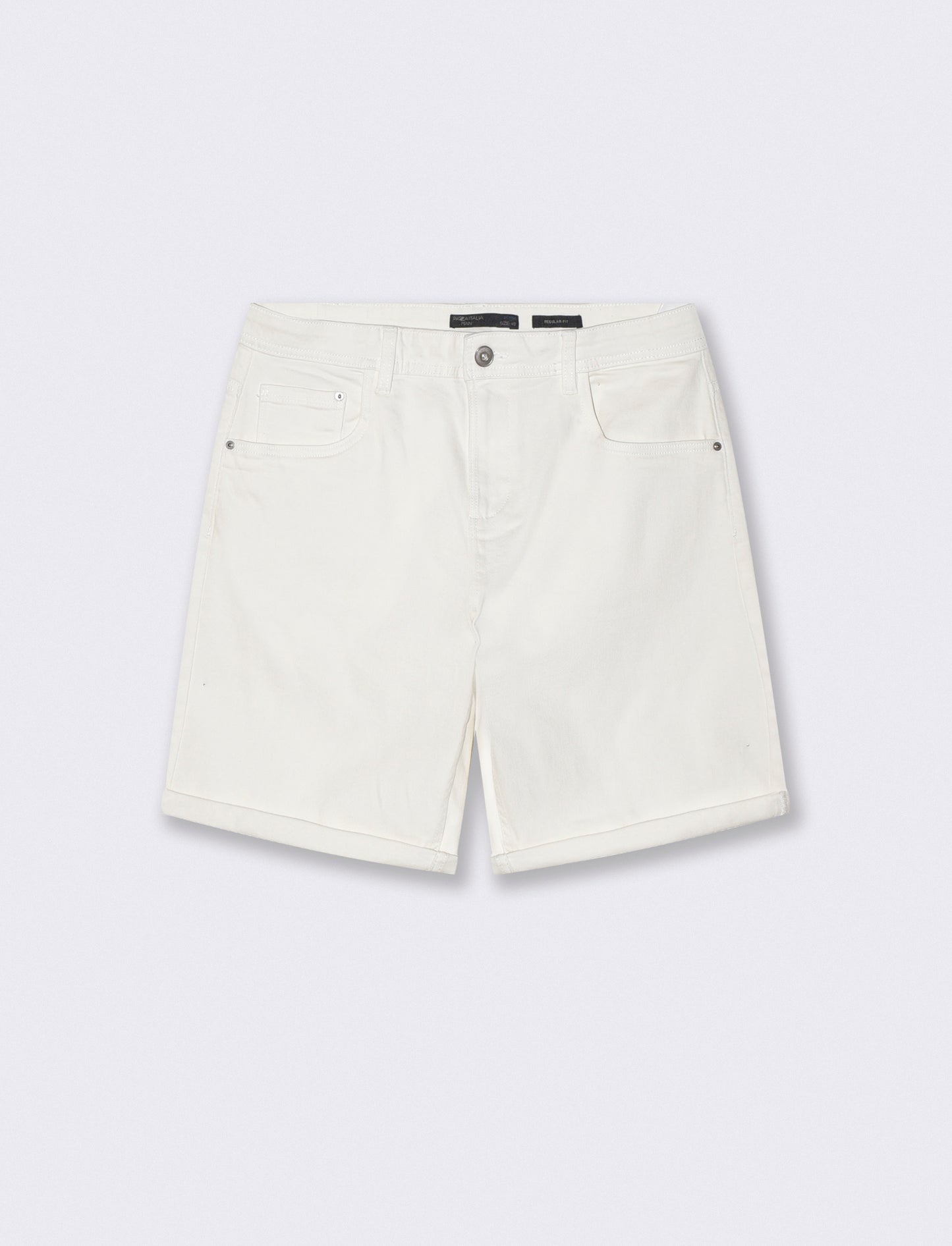 BERMUDA JEANS REGULAR FIT: - Bianco