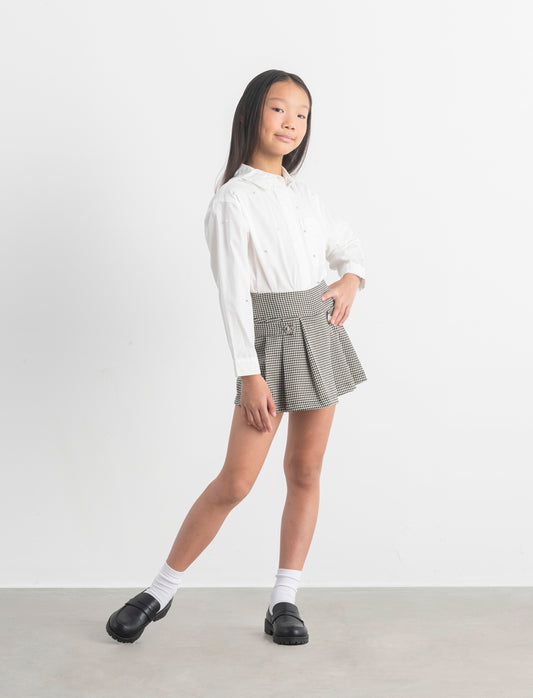 Short finta gonna in pied de poul. - Fantasia