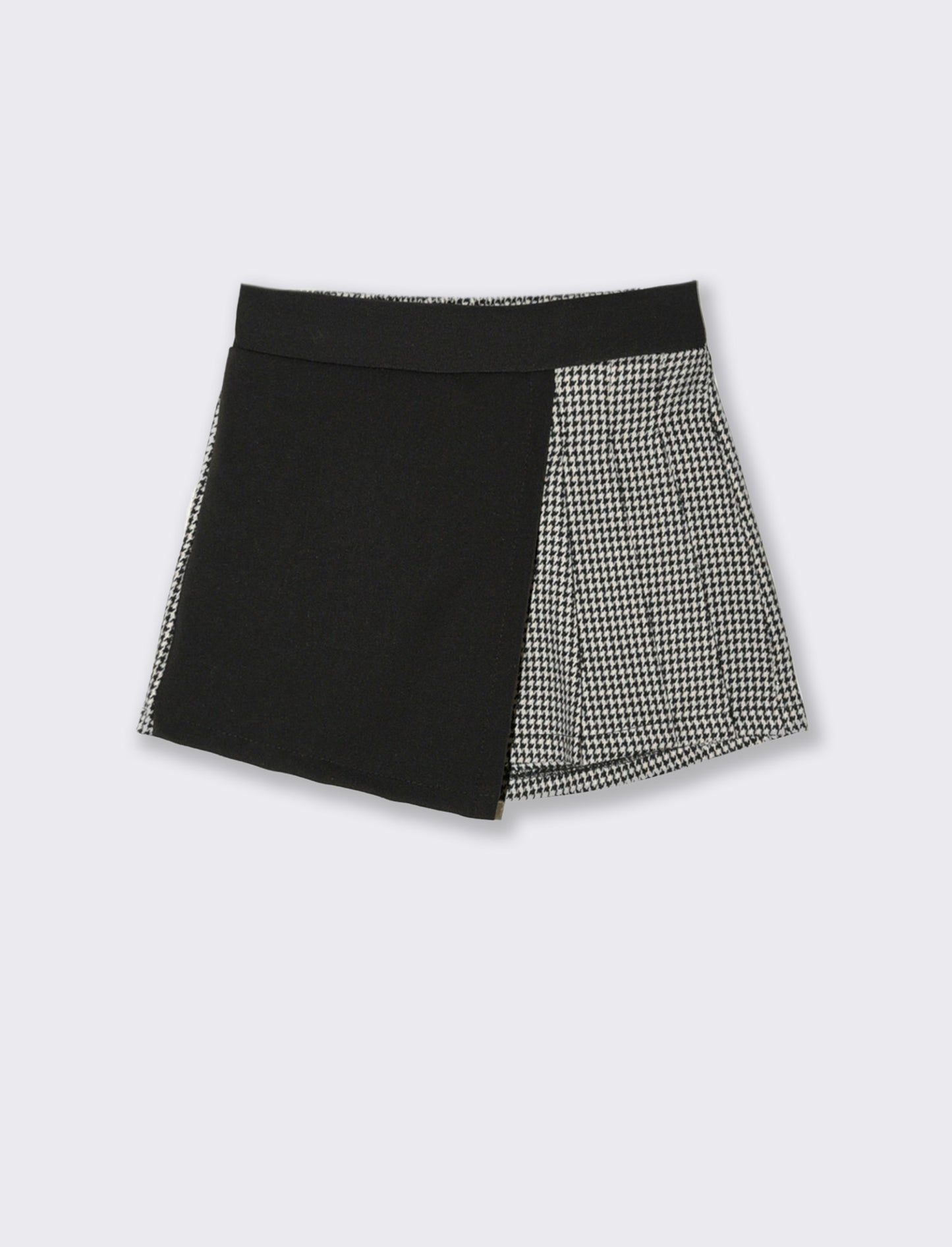Short in pied de poule con pannello a contrasto. - Fantasia