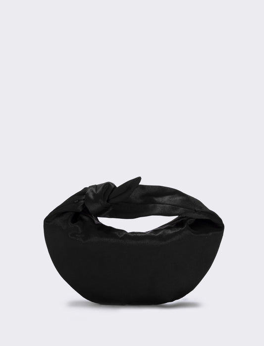 Borsetta satin con nodo e tracollina elegante - Nero