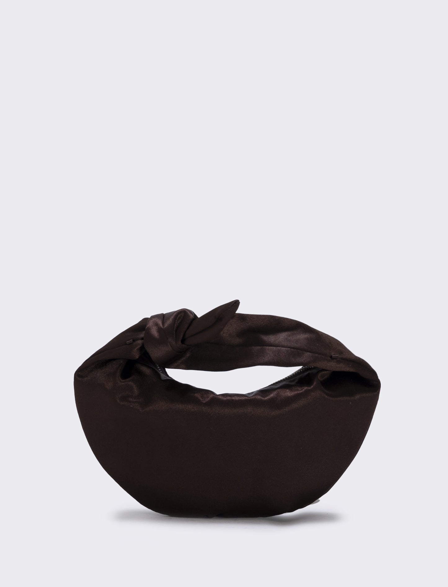 Borsetta satin con nodo e tracollina elegante - Moro