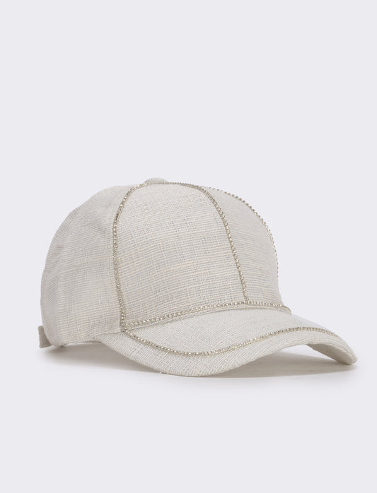 Cappello baseball con strass - Beige