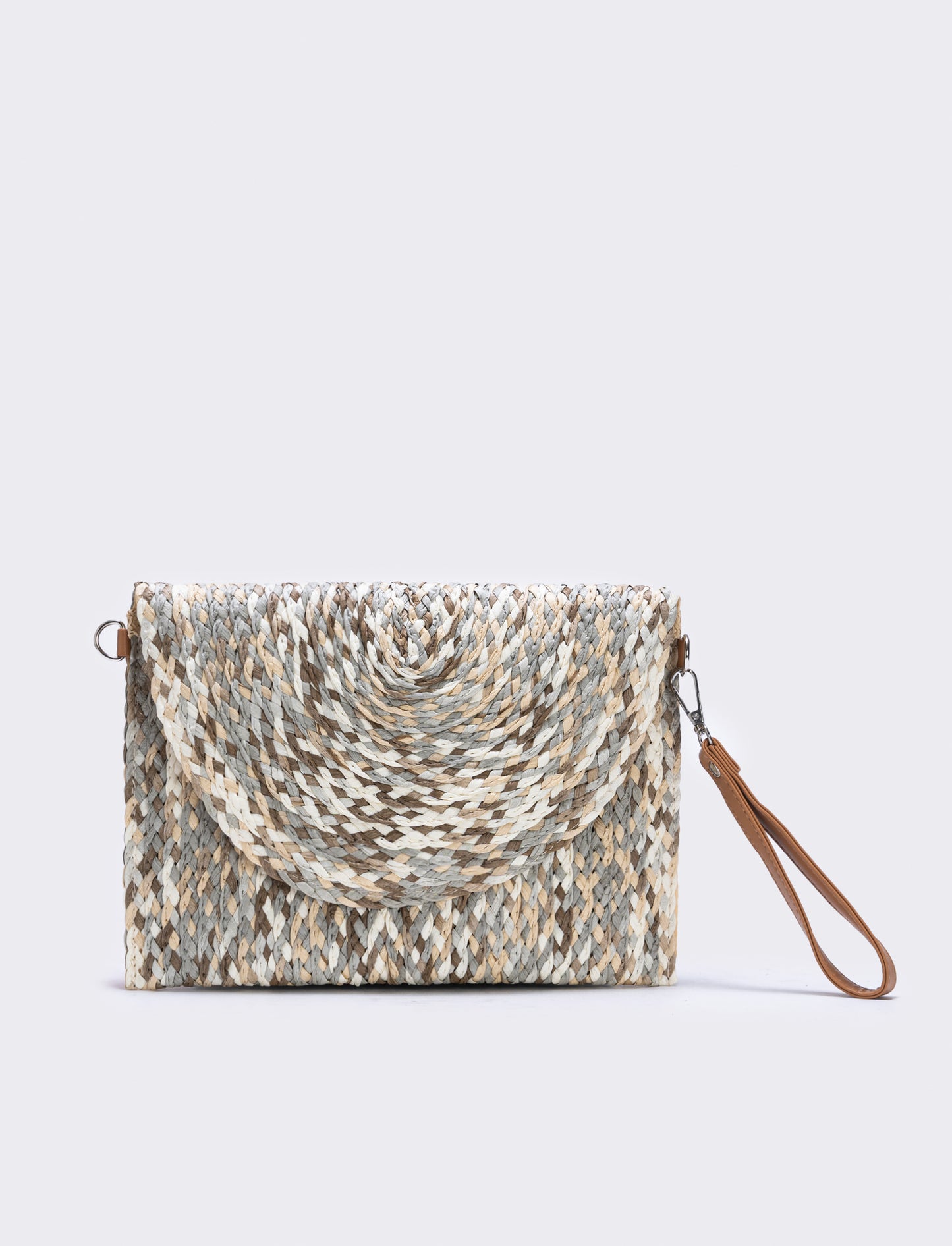 Borsa pochette in paglia intrecciata donne - Grigio