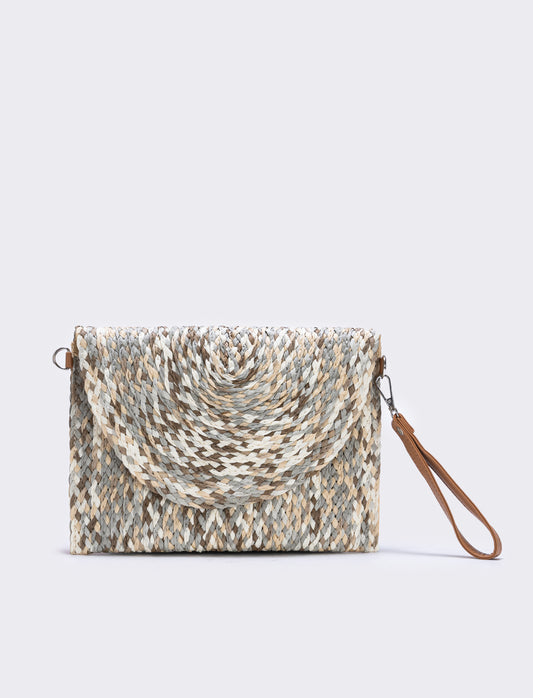 Borsa pochette in paglia intrecciata donne - Grigio