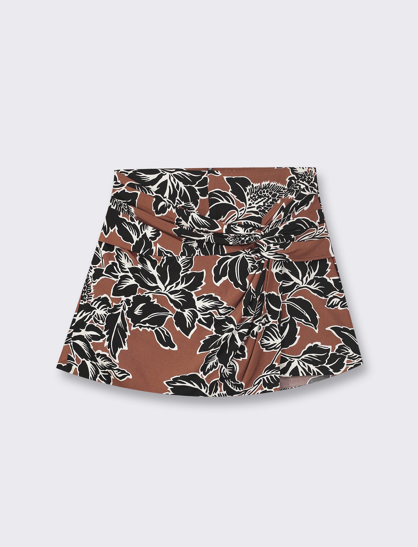 Short in viscosa stampata con dettaglio pannello e nodo sul davanti - var 1