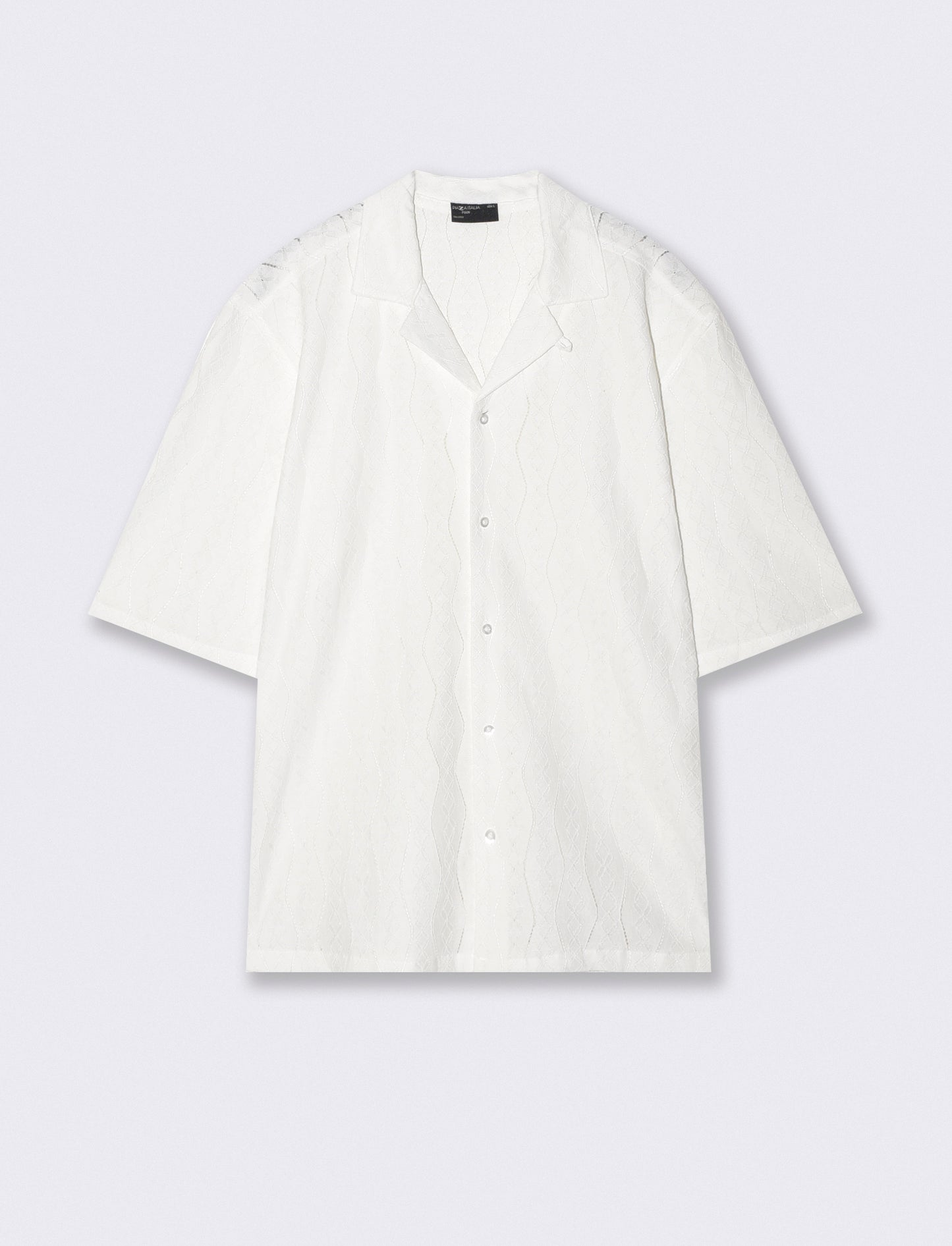 Camicia boxy fit in jacquard di cotone - Bianco
