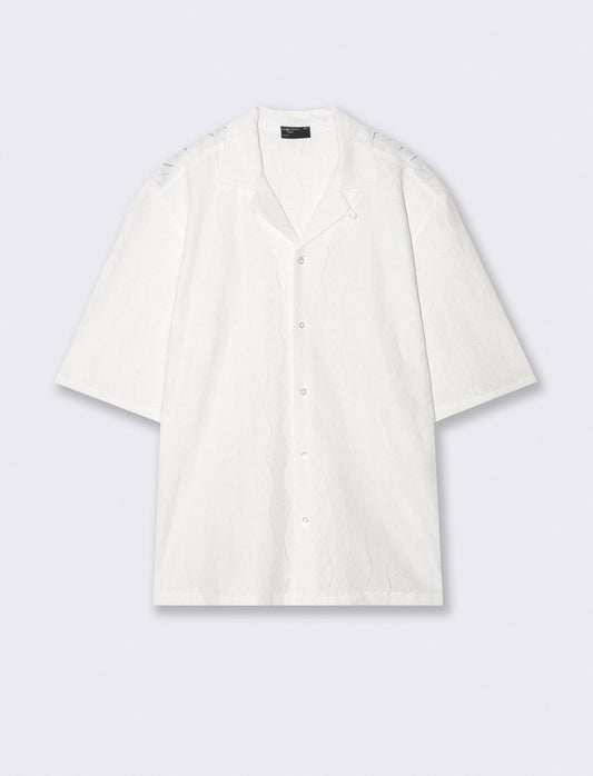 Camicia boxy fit in jacquard di cotone - Bianco
