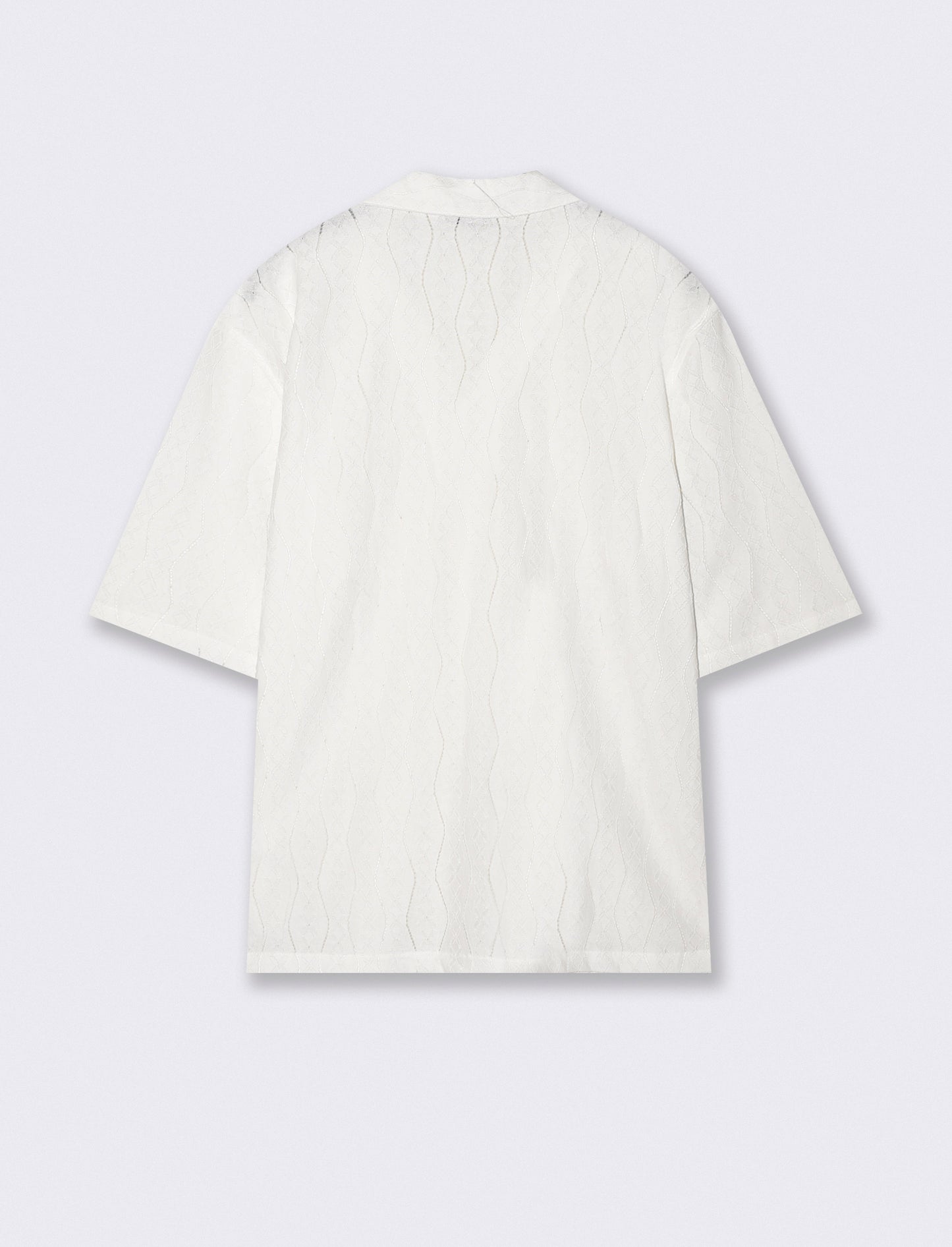 Camicia boxy fit in jacquard di cotone - Bianco