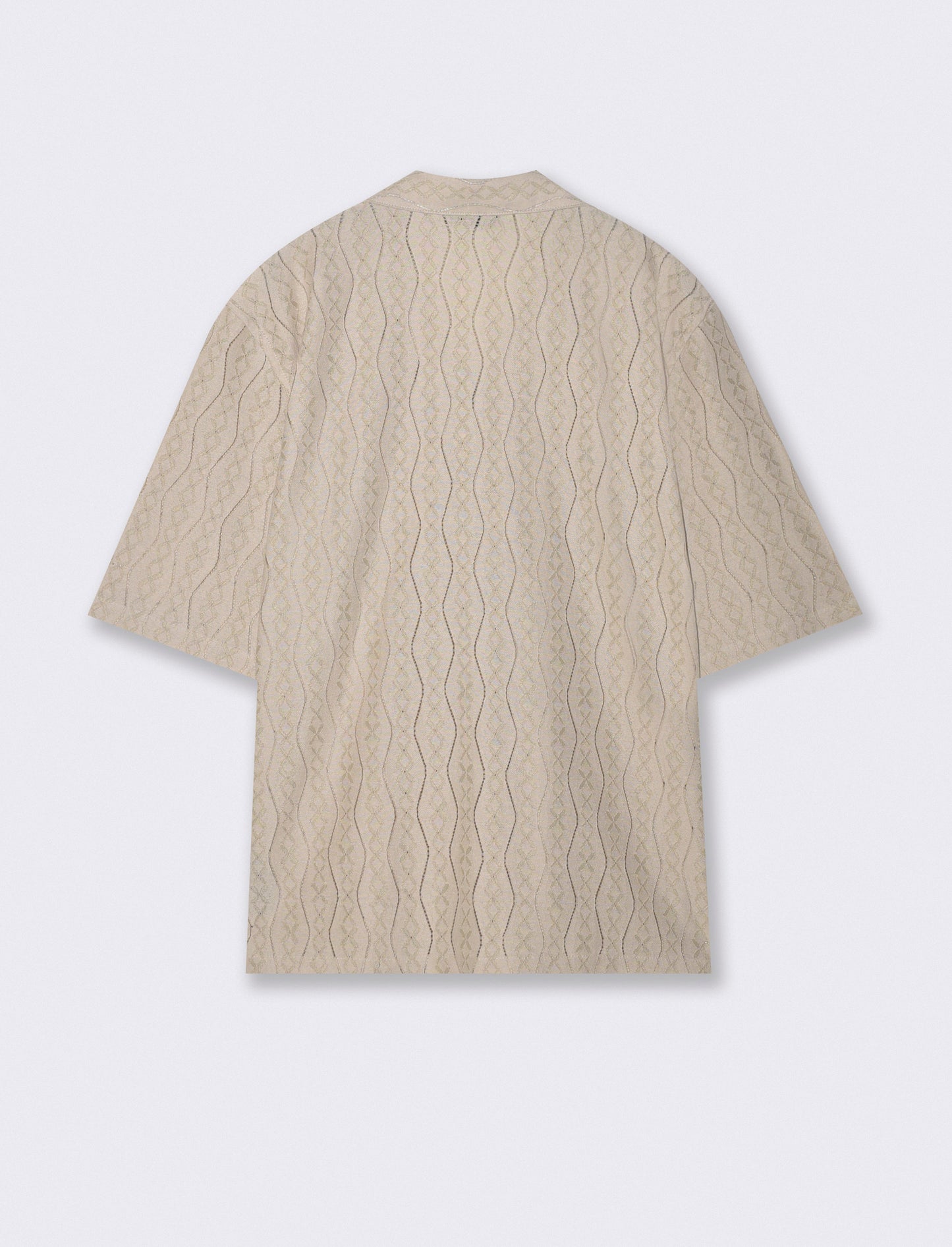 Camicia boxy fit in jacquard di cotone - Beige