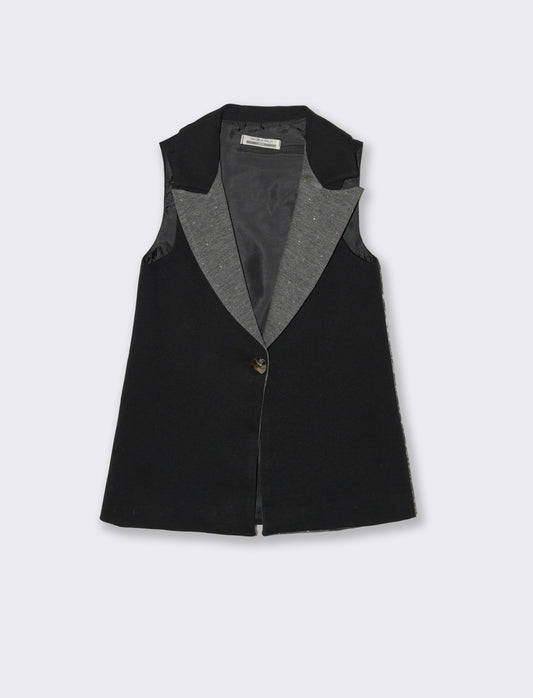 Gilet in punto milano da bambina - Nero