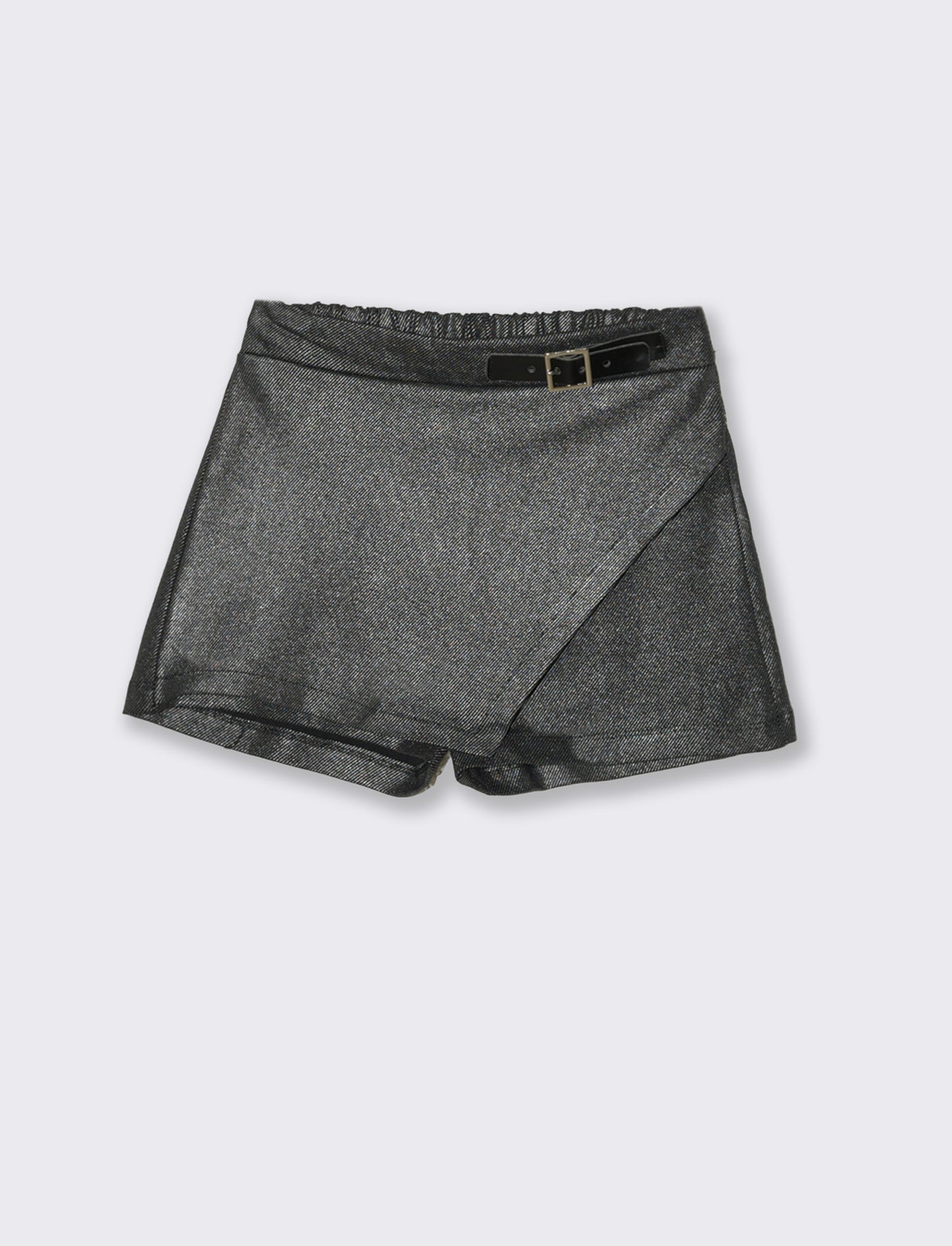 Short finta gonna in tessuto effetto metallizzato - Nero