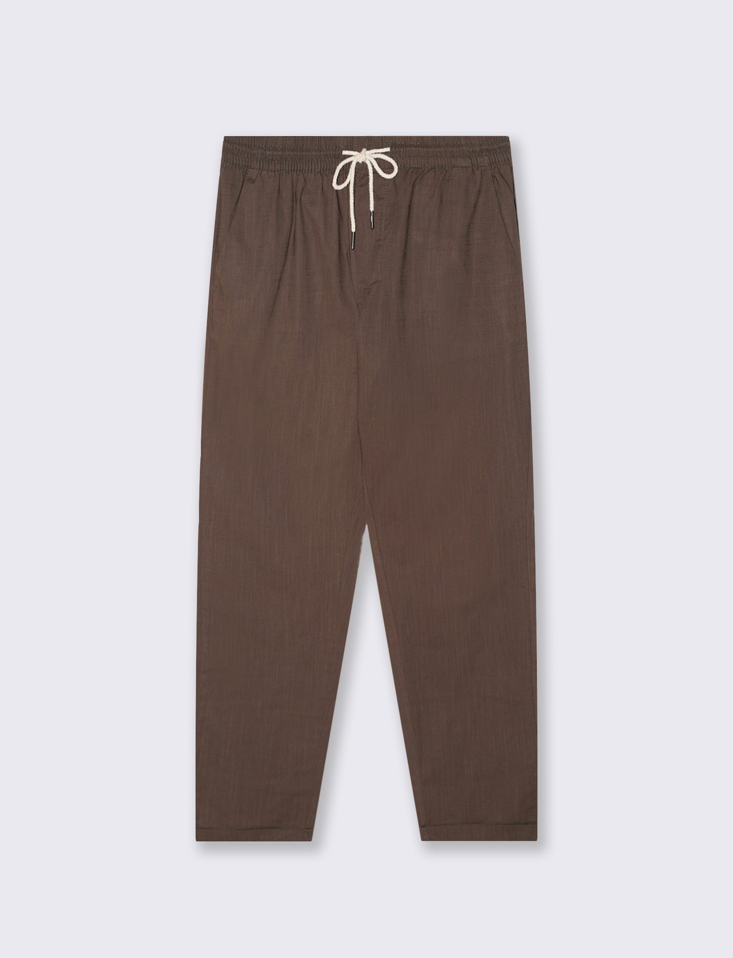 Cotton Slub Jogger Chino Pants - Brown
