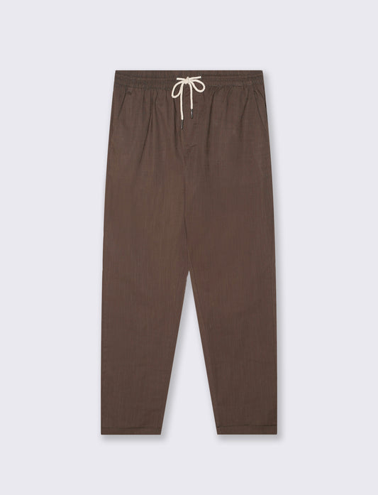 Pantaloni Chino Jogger in Cotone Slub - Moro