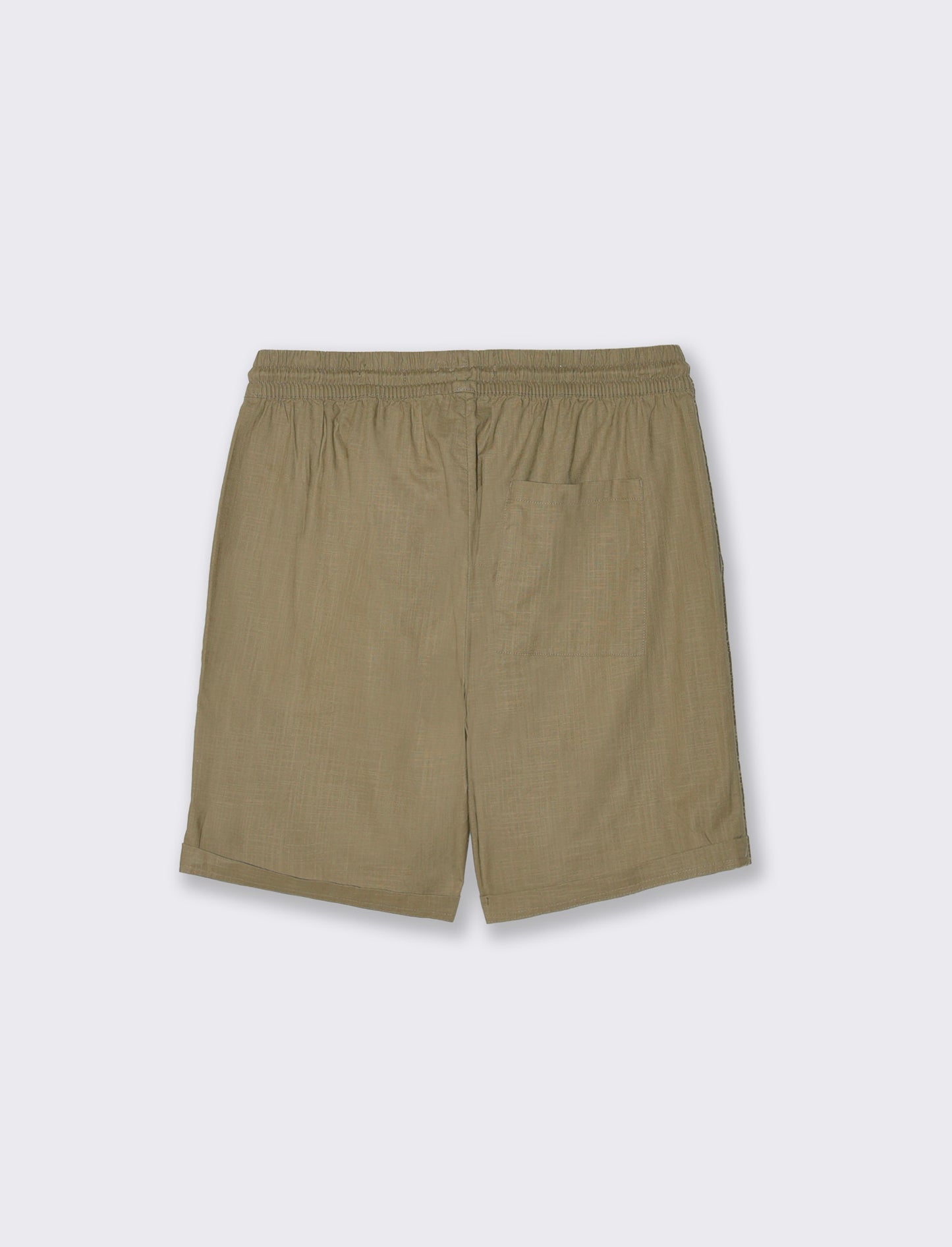Bermuda Jogger in Cotone Slub con Tasche - Verde kaki