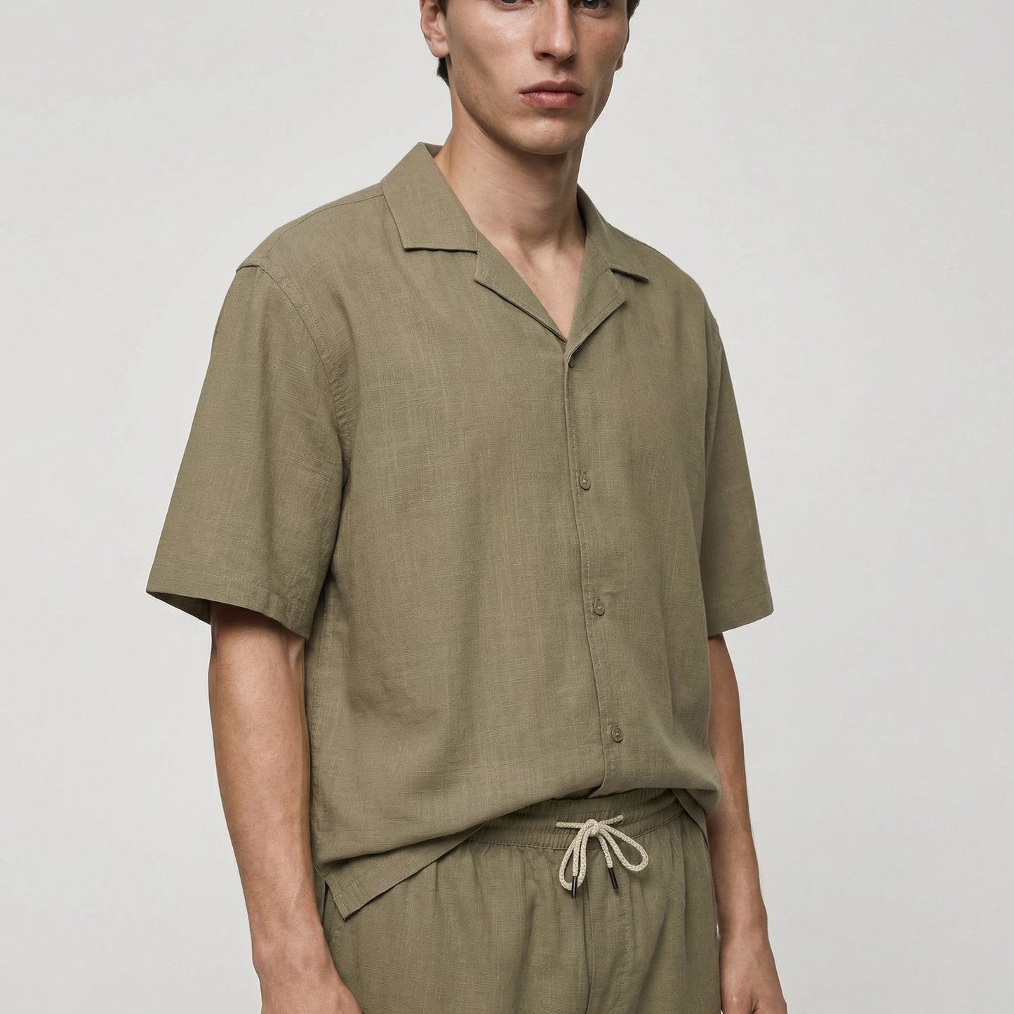 Camicia boxy fit in cotone slub - Verde salvia