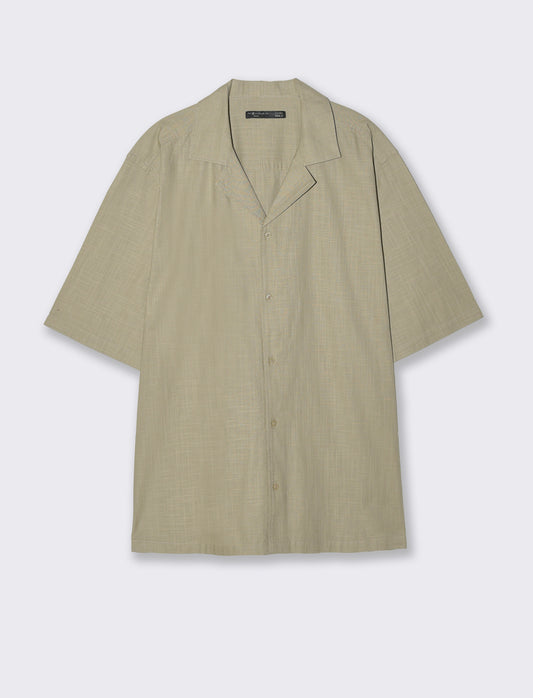 Camicia boxy fit in cotone slub - Verde salvia