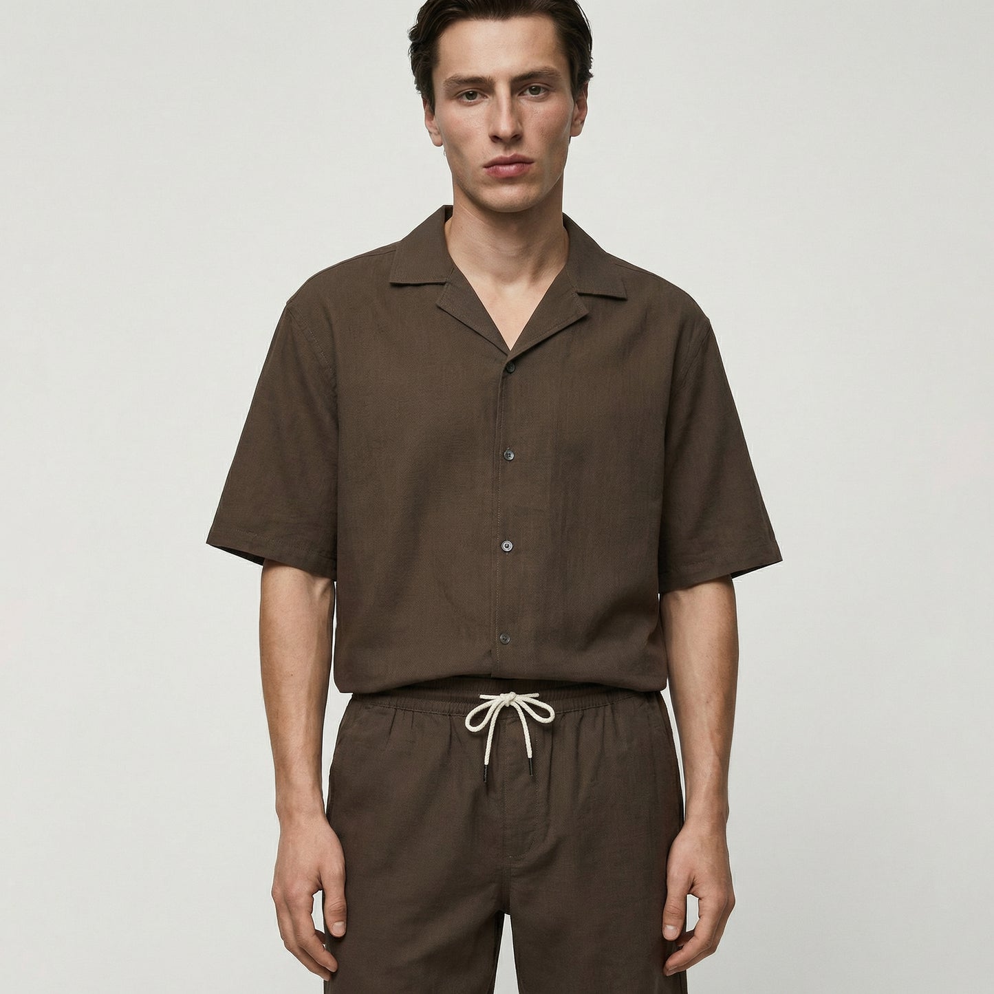 Camicia boxy fit in cotone slub - Moro
