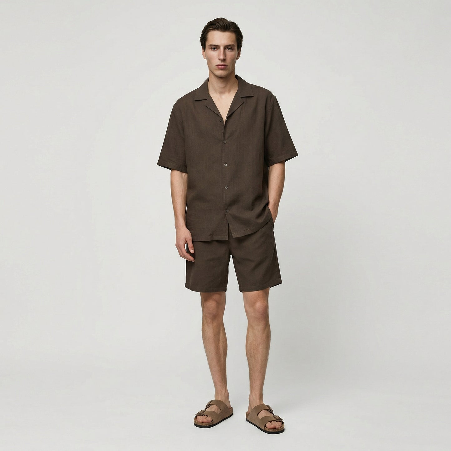 Camicia boxy fit in cotone slub - Moro