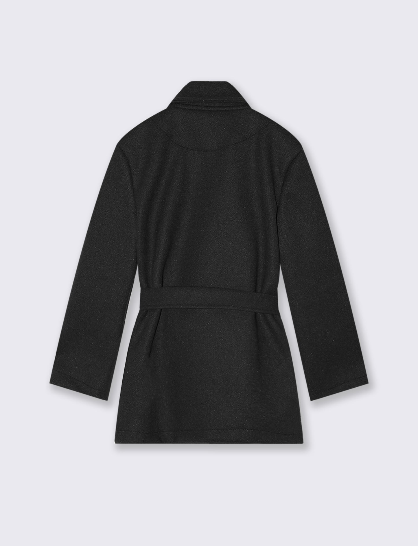 Trench da bambina con rouches laterali e doppia abbottonatura. - Nero