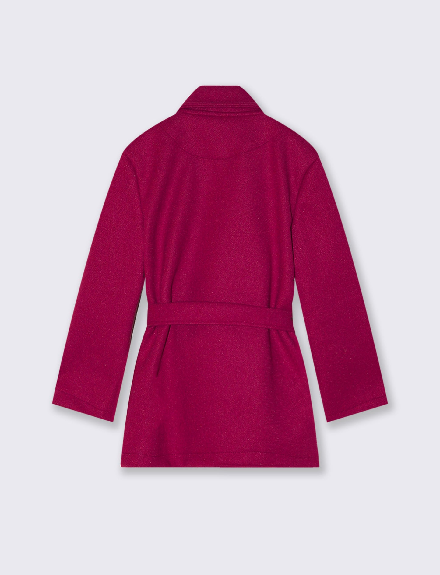Trench da bambina con rouches laterali e doppia abbottonatura. - Magenta